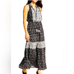 Knox Rose Maxi Sleeveless Ruffle Tie Boho Dress  Womens Size M